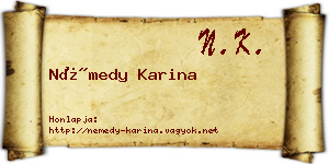 Némedy Karina névjegykártya